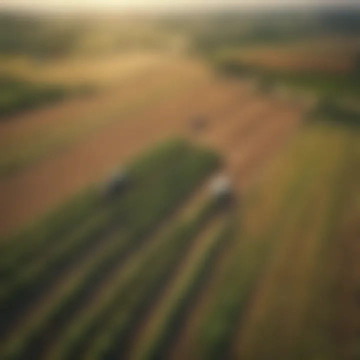 Aerial view of thriving agricultural fields