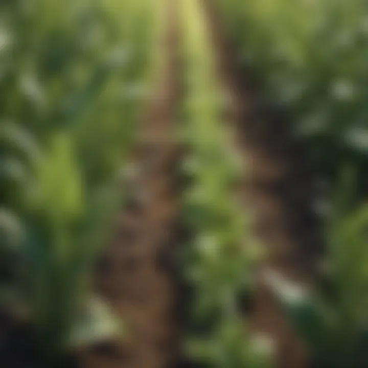 Close-up of diverse crops in a field