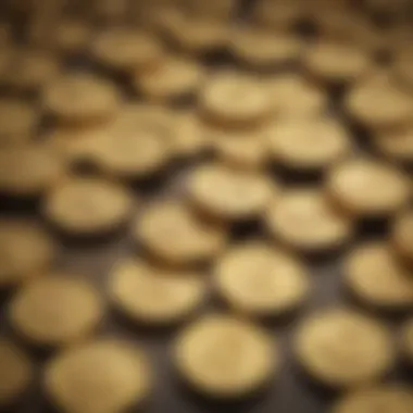 Close-up of gold coins representing various forms of gold investments