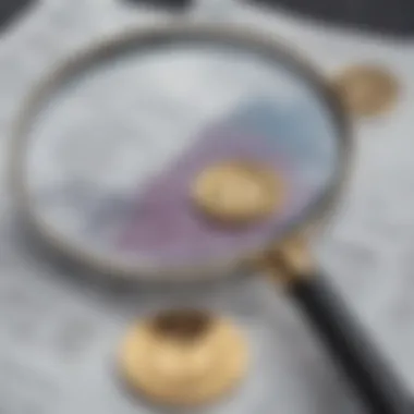 A conceptual image of a magnifying glass over a cryptocurrency project document