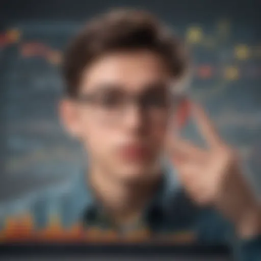 Teen analyzing stock trends