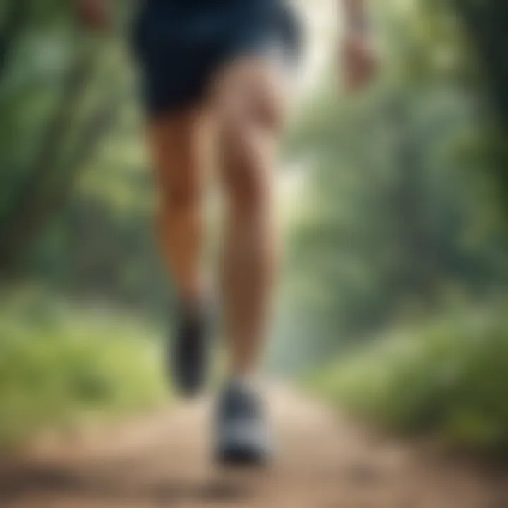 A close-up of a person jogging with focused expression