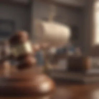 Legal Proceedings in Breach Cases A gavel striking a block, indicating legal proceedings