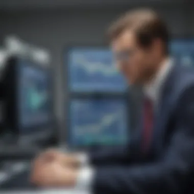 A financial analyst reviewing oil market data on a computer